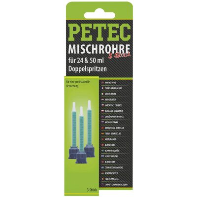PETEC  3x Mischrohr für 24 und 50ml Klebstoff Doppelkartuschen PlastBond BiBond Flüssigmetall