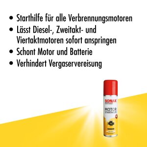Sonax Starthilfespray 03121410, Motorstarthilfe, für Benzin- und  Dieselmotoren, Professional, 200ml – Böttcher AG