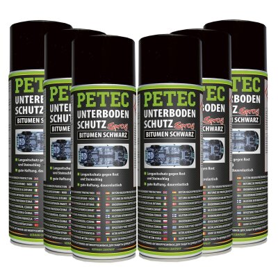 6x PETEC Bitumen Unterbodenschutz Spray SCHWARZ, 500ML, 41,30 €