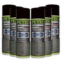 6x PETEC Bitumen Unterbodenschutz Spray SCHWARZ, 500ML