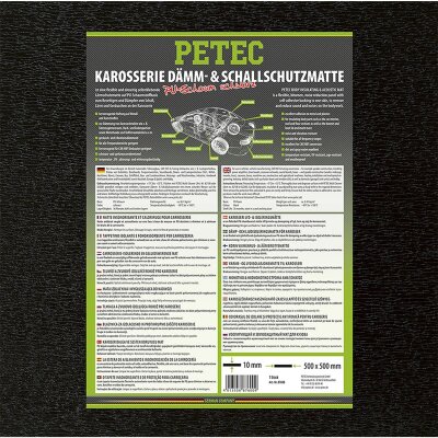 PETEC  Karosserie-Dämm- & Schallschutzmatte, PU-SCHAUM, SCHWARZ, 50cm x 50cm x 10mm