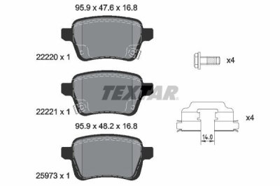 TEXTAR 2222001 Bremsbelagsatz Scheibenbremse Bremsklötze Bremsbeläge für FIAT/OPEL