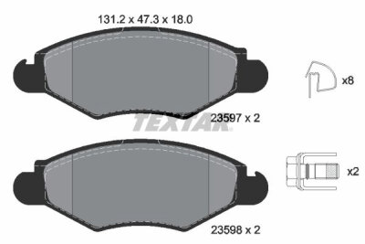 TEXTAR 2359703 Bremsbelagsatz Scheibenbremse Bremsklötze Bremsbeläge für PSA