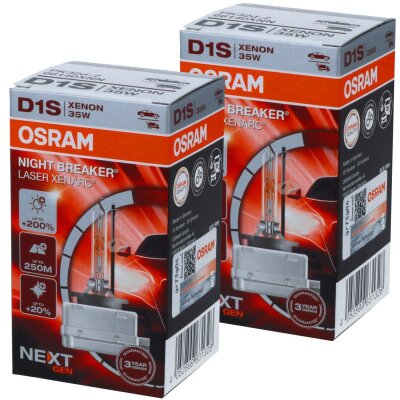 OSRAM D1S 66140XNN NIGHT BREAKER LASER NEXT GEN Xenarc bis zu 200 % mehr Helligkeit Xenon Brenner Duo-Pack