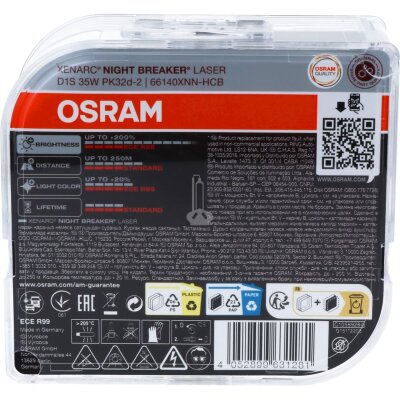 OSRAM D1S 66140XNN NIGHT BREAKER LASER NEXT GEN Xenarc bis zu 200 % mehr Helligkeit Xenon Brenner Duo-Box