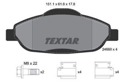 TEXTAR 2466001 Bremsbelagsatz Scheibenbremse Bremsklötze Bremsbeläge für PEUGEOT