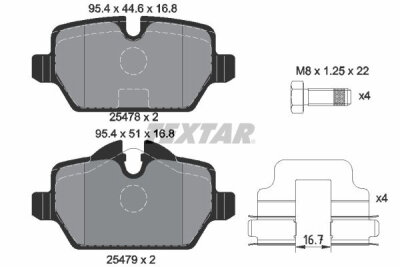 TEXTAR 2547801 Bremsbelagsatz Scheibenbremse Bremsklötze Bremsbeläge für BMW