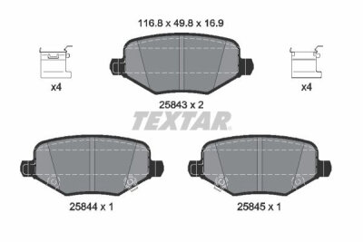 TEXTAR 2584301 Bremsbelagsatz Scheibenbremse Bremsklötze Bremsbeläge für CHRYSLER/FIAT