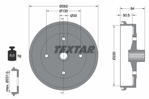 TEXTAR 94004700 Bremstrommel