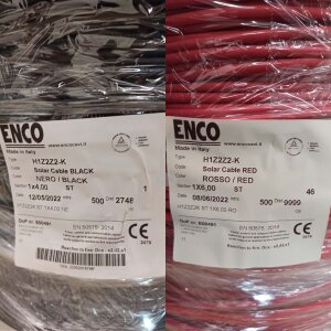ENCO PV-Solarkabel 4mm² 6mm² Rot Schwarz Grün/Gelb 1m-500m H1Z2Z2-K H07Z1-K Photovoltaik