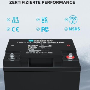 RENOGY 24V 25Ah 50Ah LiFePo4 Lithium Batterie Smart BMS Akku