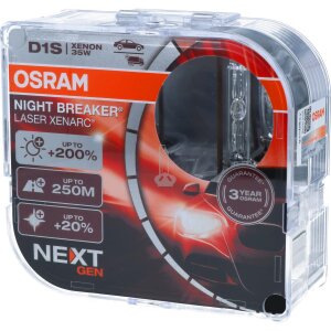 OSRAM D1S 66140XNN NIGHT BREAKER LASER NEXT GEN Xenarc bis zu 200 % mehr Helligkeit Xenon Brenner Duo-Box B-Ware