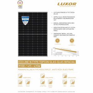 Luxor ECO LINE M108 435Wp Glas-Glas TOPCon Bifazial PV Photovoltaik Modul Solar Panel LD16770