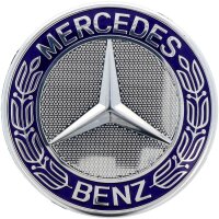 ORIGINAL MERCEDES-BENZ Radzierdeckel Stern Lorbeerkranz Royal Blau/Chrom