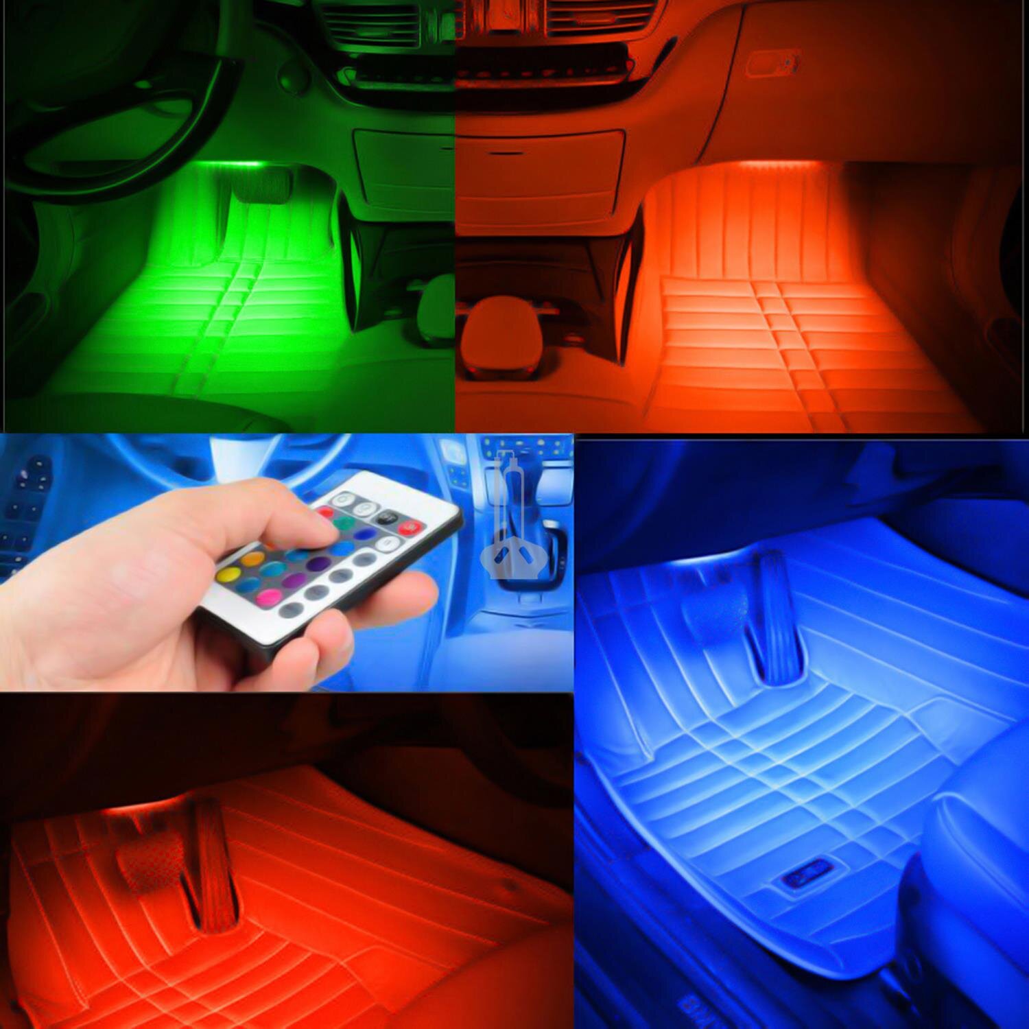 4x LED RGB Auto Lichtleiste Innenraumbeleuchtung Ambientebeleuchtung Set  APP 12V