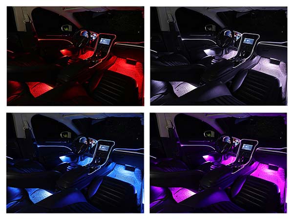4x LED RGB Fußraumbeleuchtung Auto KFZ Innenraum Ambientebeleuchtung USB  Leisten